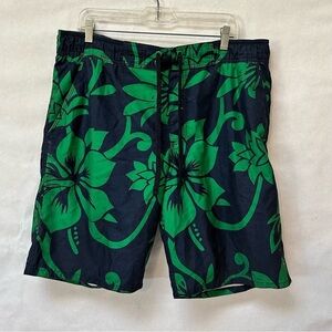 Old Navy Hawaiian Floral Men's Green Blue Surf Swim Trunks Beach Shorts